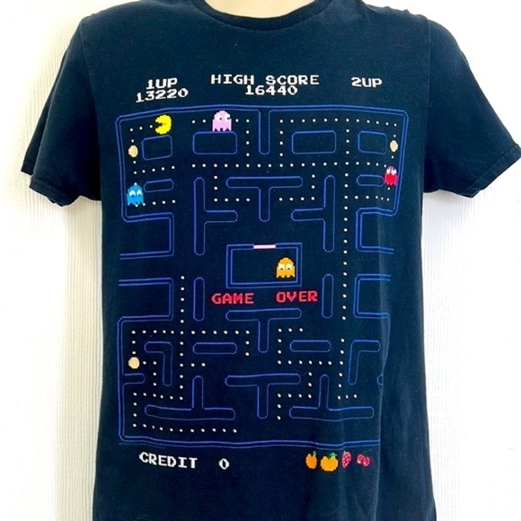 Fruit Of The Loom - PAC Man Black Game Over Graphic Short Sleeve T Shirt Size M - Picture 3 of 9